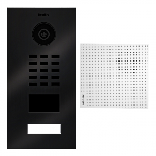 Kit portier vidéo IP 1 sonnette avec lecteur de badge RFID + 1 Carillon - Doorbird D2101V Encastrable PoE Titane