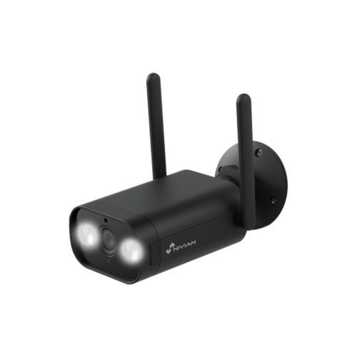 Caméra Wi-Fi 2K fixe d'extérieur avec IA et lumière Noir - Nivian