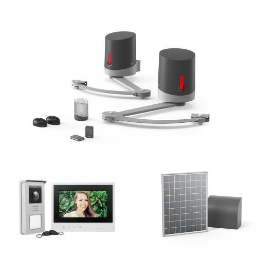 Pack motorisation Sésame 250 + kit d'alimentation solaire et visiophone filaire Smart Bracket 2