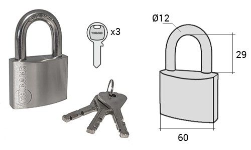 Cadenas cinox 60mm - Corps et anse inox - Thirard